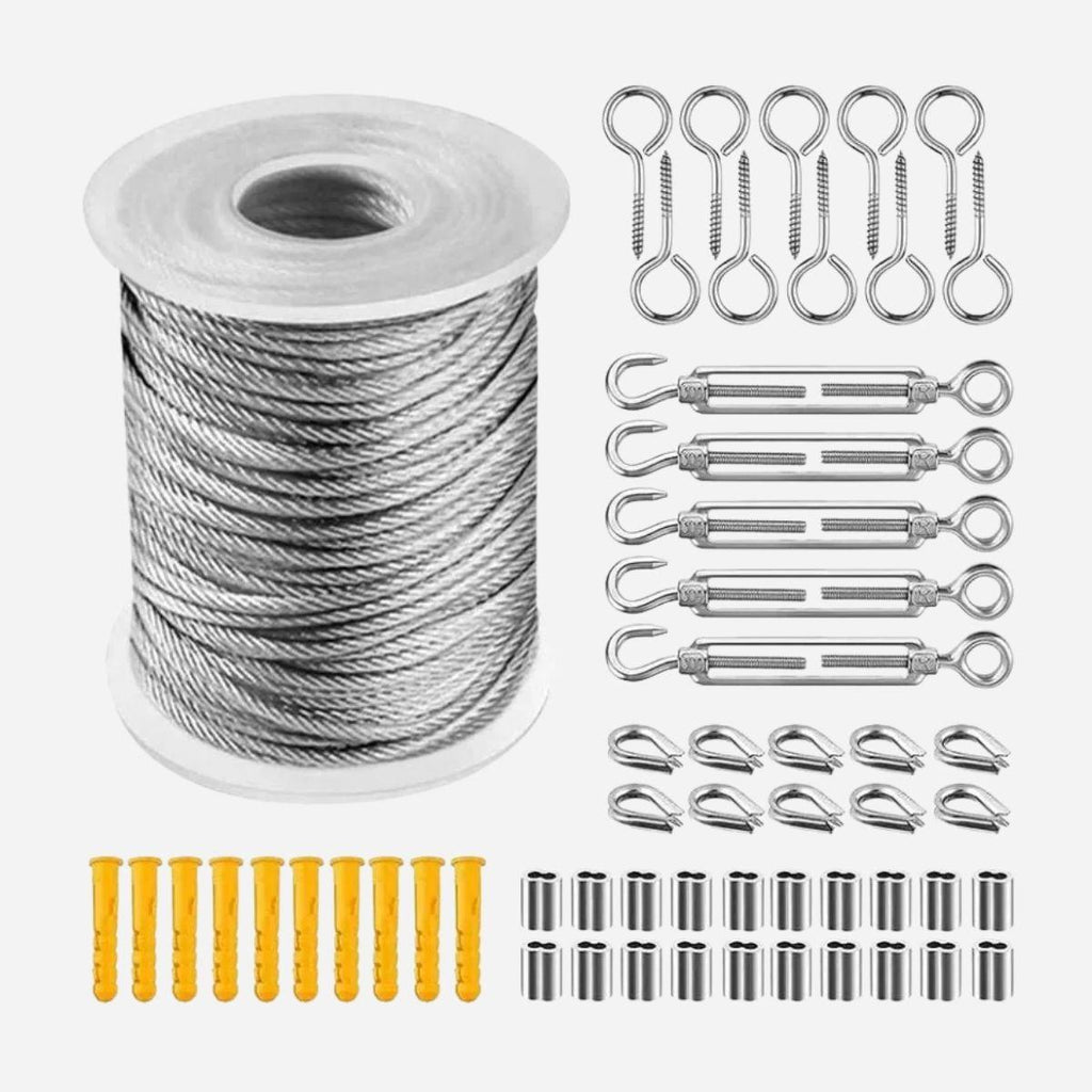 304 Edelstahlseil-Set mit Spannern – Wäscheleine für draußen