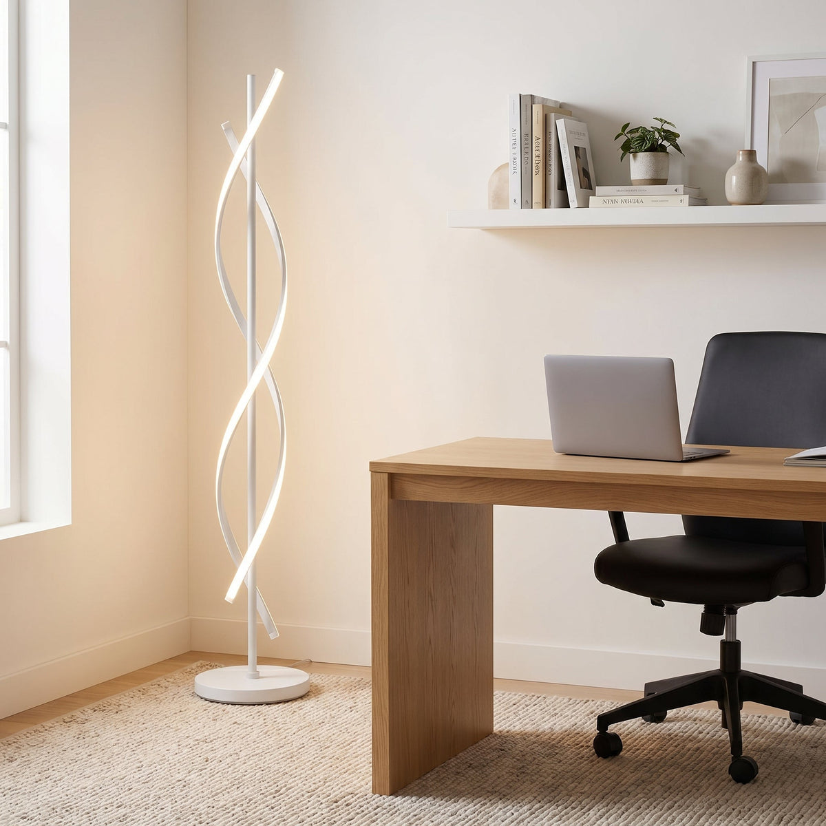 Lampadaire LED design bandes lumineuses entrelacées NEXORA