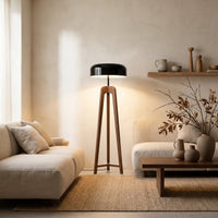 Lampadaire tripode bois de frêne et métal EQUILIBRA