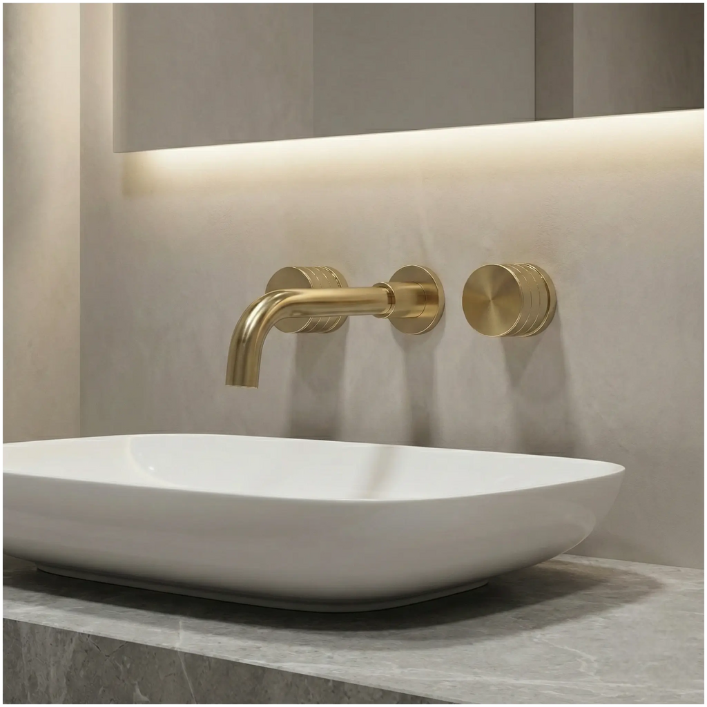 Mitigeur de lavabo encastré or brossé