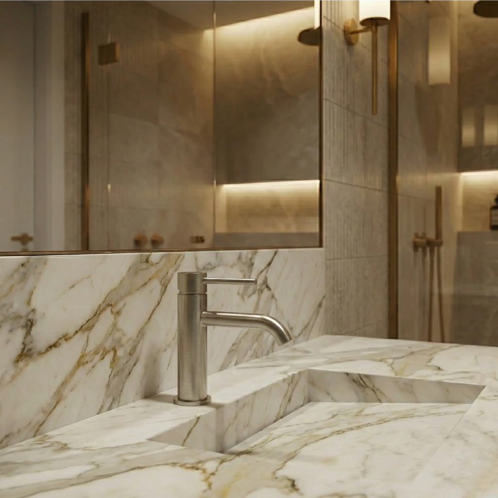 Mitigeur de lavabo sur plan inox