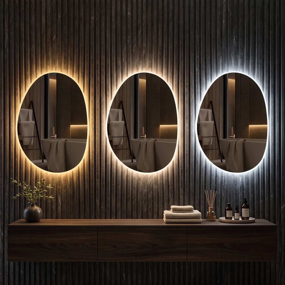 ONDINA — Miroir de Salle de Bain LED Asymétrique Anti-Buée