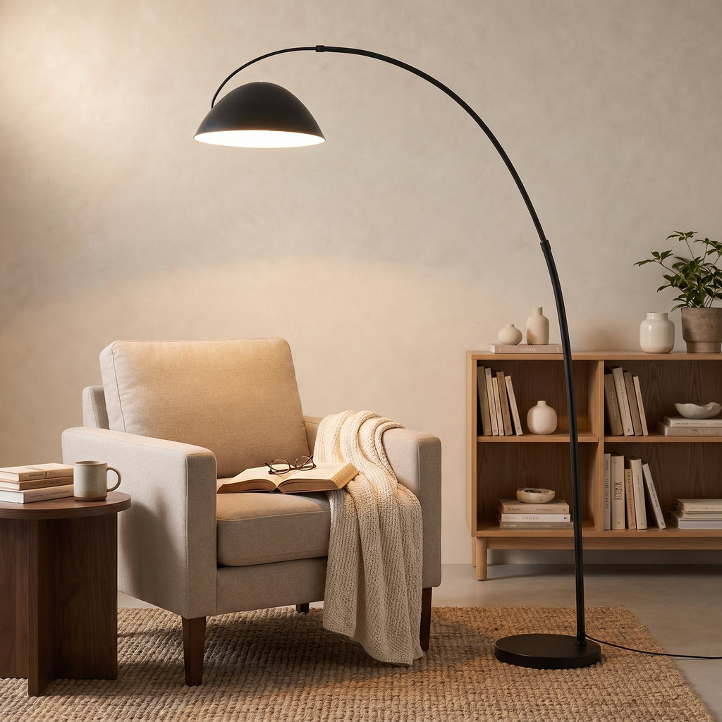 Lampadaire arc abat-jour cylindrique CURVIA