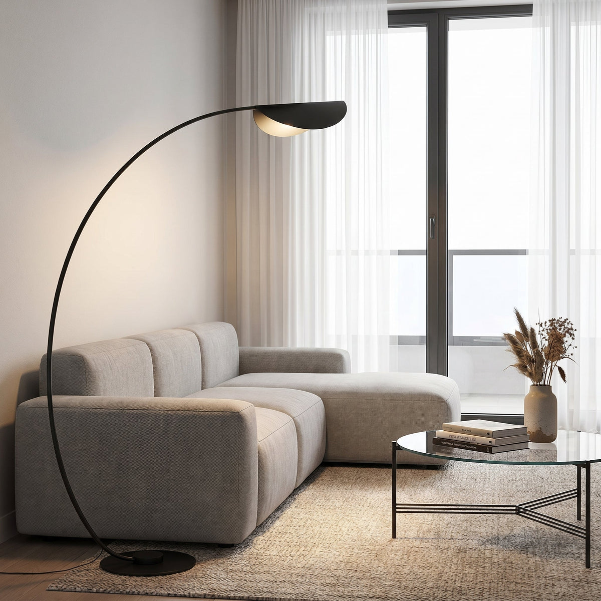 Lampadaire arc noir minimaliste GRAFICA