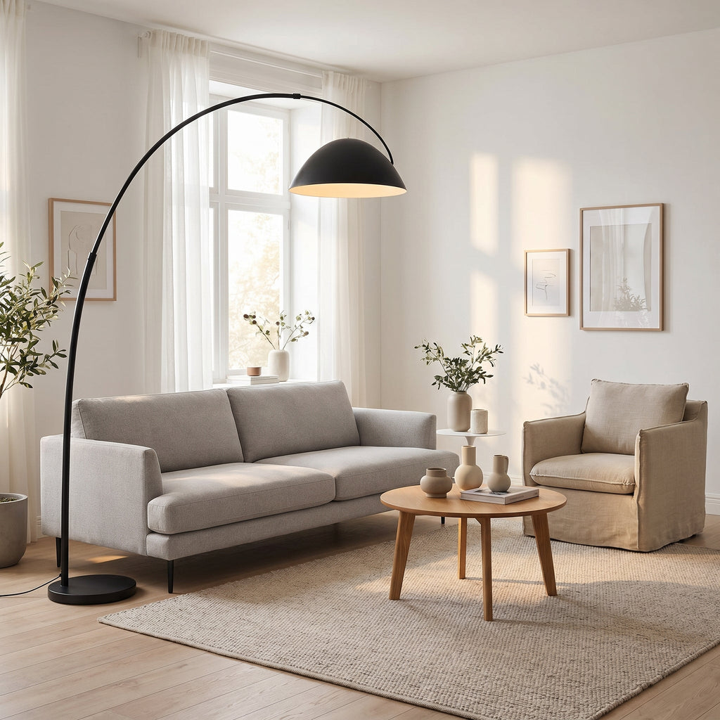 Lampadaire arc abat-jour cylindrique CURVIA