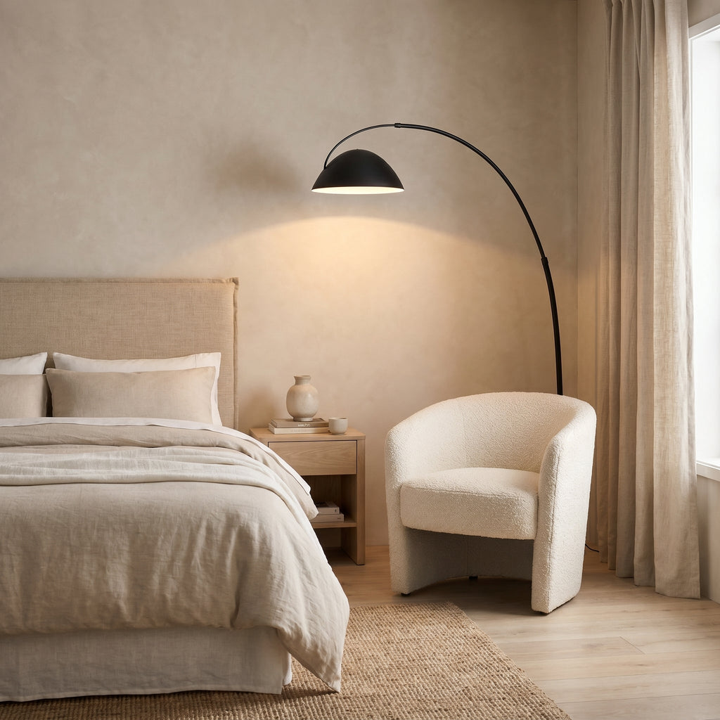 Lampadaire arc abat-jour cylindrique CURVIA
