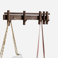 Solid wood wall coat rack walnut hooks