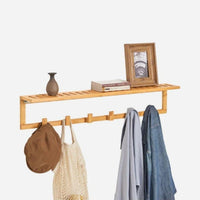 Bamboo Wall Coat Rack with 6 Hooks - Practical and Elegant Organization