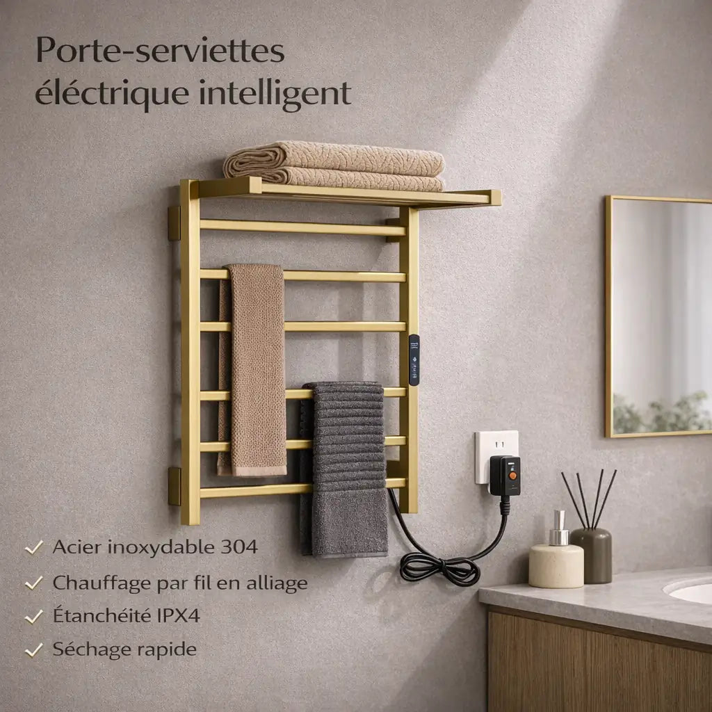 Radiateur Sèche-Serviette Électrique Mural Pliable 120W Tactile | Inox SUS304 | IPX4  aeraly.myshopify.com