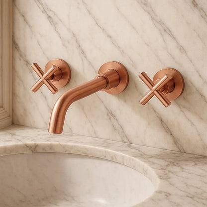 Robinet de lavabo encastré or rose