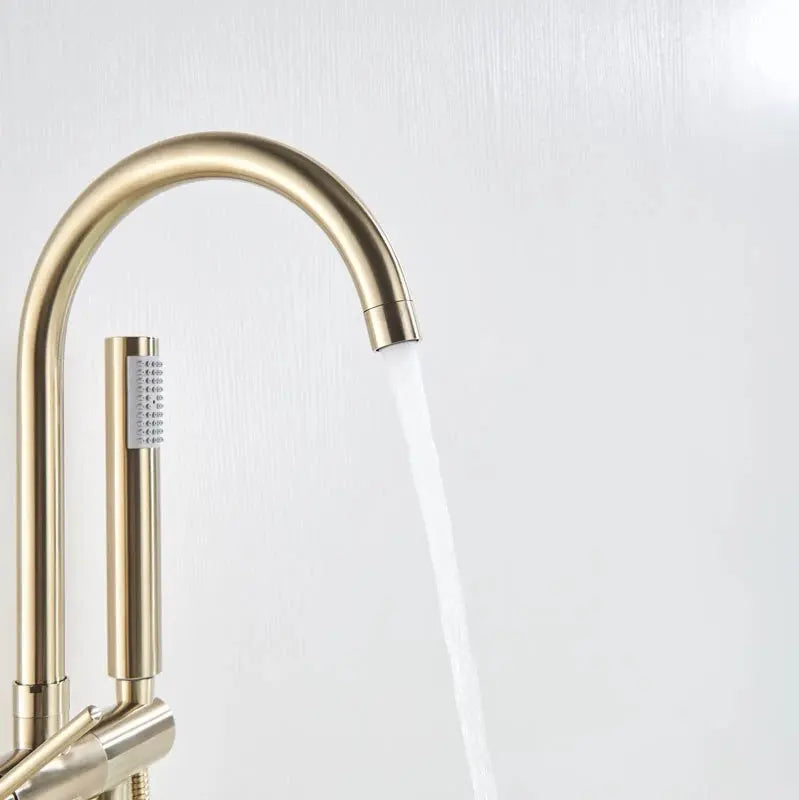 Mitigeur de baignoire sur pied or brossé