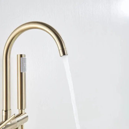 Mitigeur de baignoire sur pied or brossé