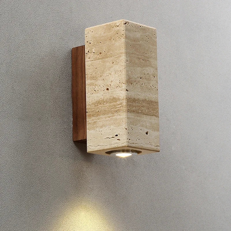 WABURA - Applique Murale en Travertine, Esprit Wabi-Sabi