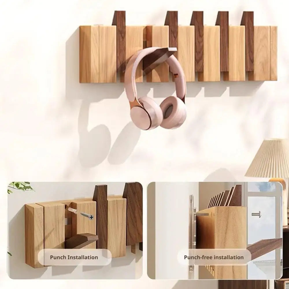 Porte-manteau mural bois clés piano - pratique et élégant pour une organisation parfaite