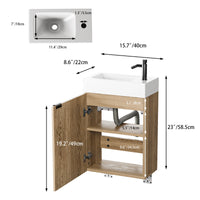 TILEVA - Kompakter Waschtischunterschrank 40cm mit Wasserhahn, Naturholz