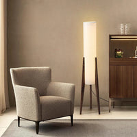 Lampadaire tripode bois et tissu élégance scandinave SCANDIA