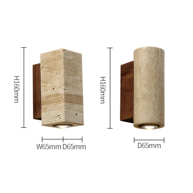 WABURA - Applique Murale en Travertine, Esprit Wabi-Sabi