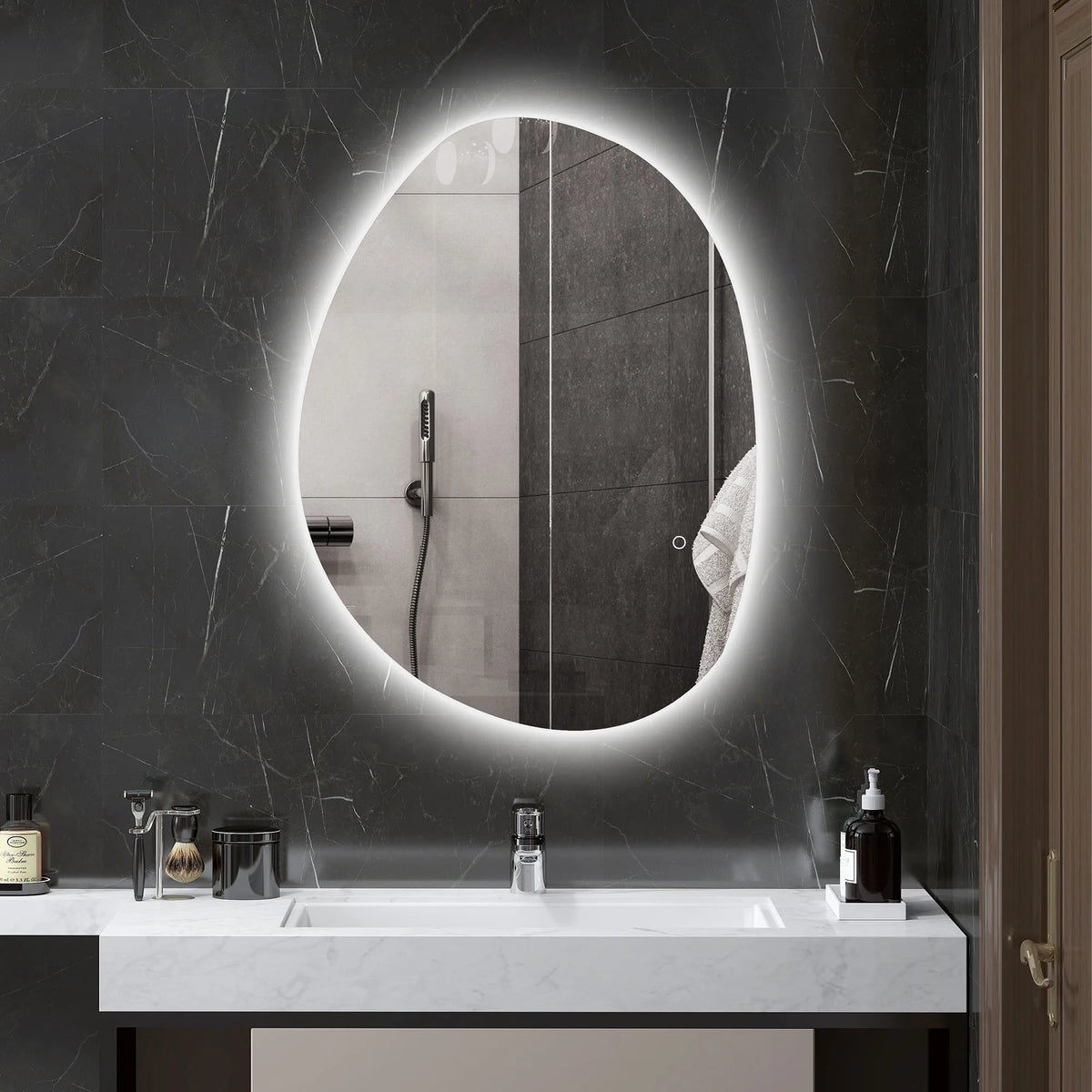 ONDINA — Miroir de Salle de Bain LED Asymétrique Anti-Buée