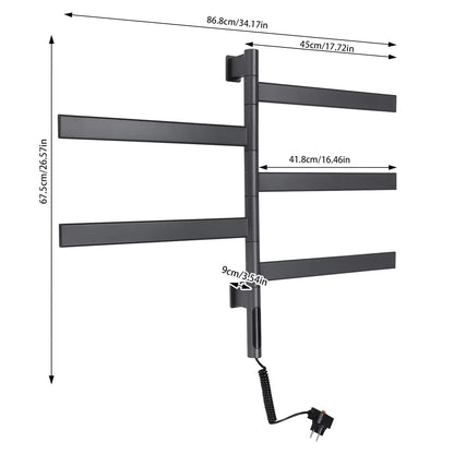 Sèche-serviettes électrique rotation 180° fibre carbone tactile
