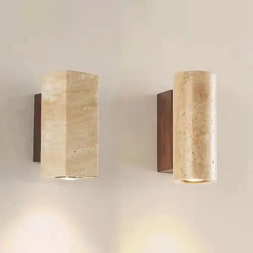 WABURA - Applique Murale en Travertine, Esprit Wabi-Sabi