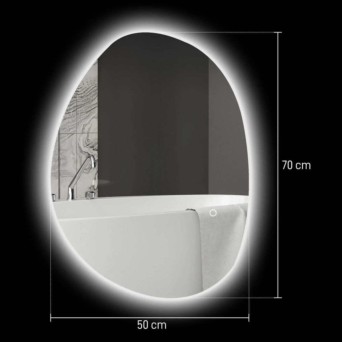 ONDINA — Miroir de Salle de Bain LED Asymétrique Anti-Buée