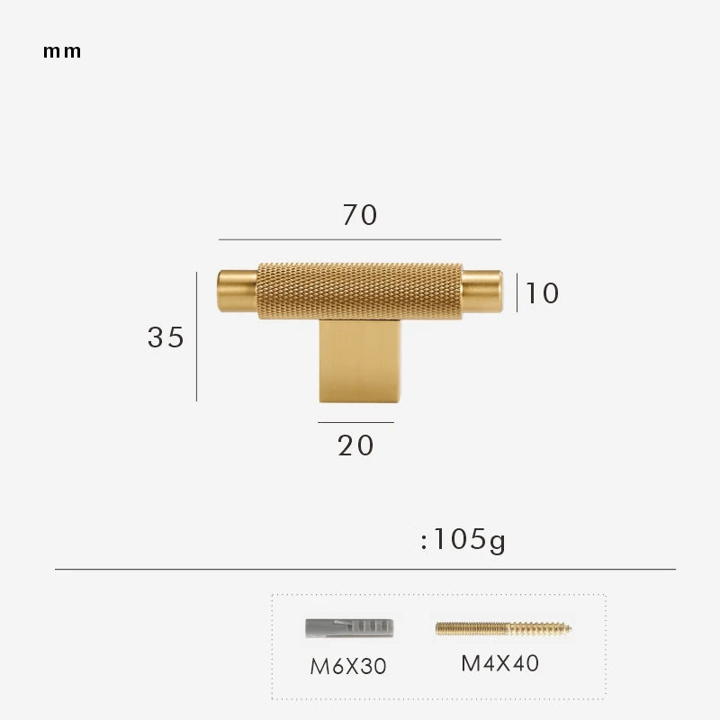 Wandhaken T-Bar aus gebürstetem massivem Messing