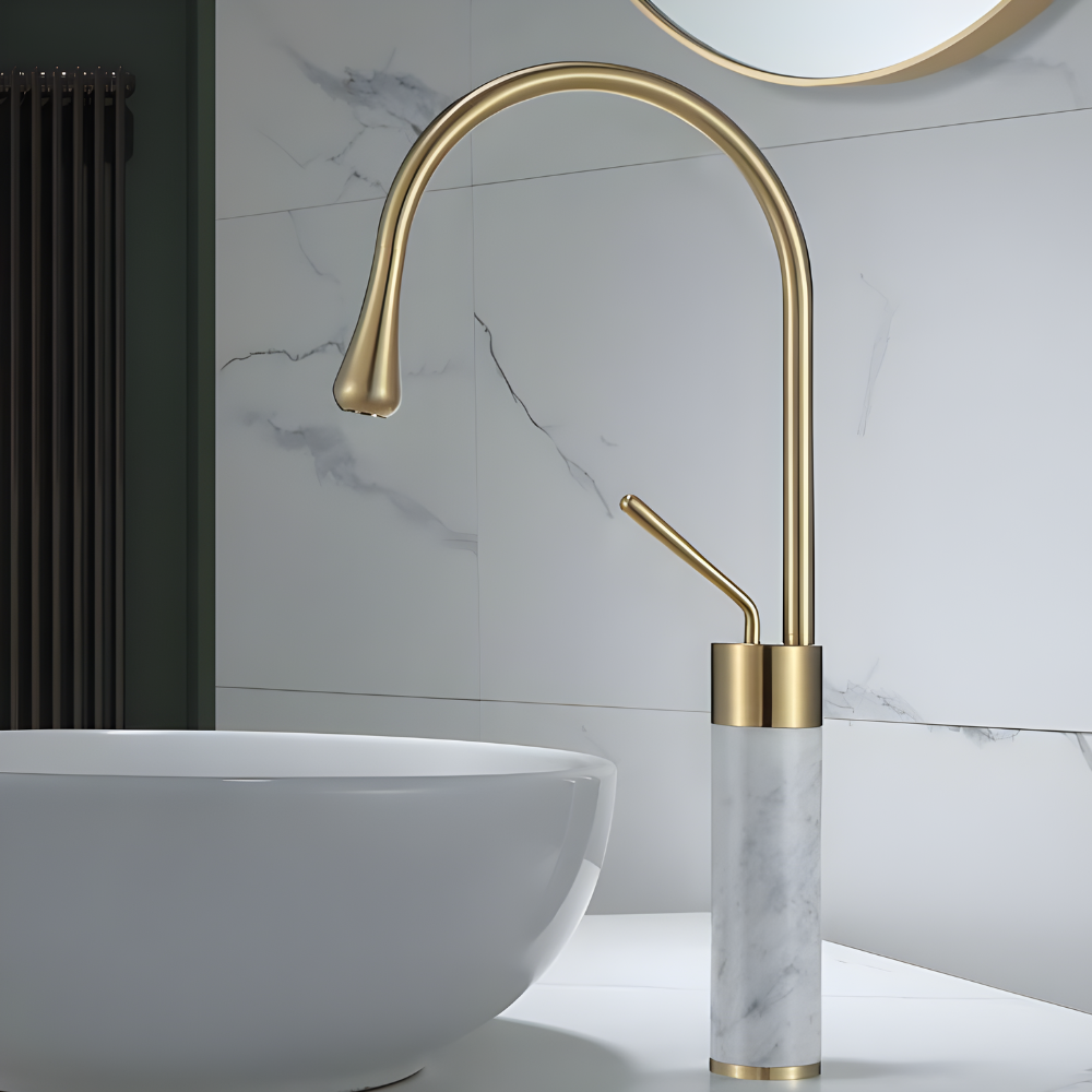 Quarzo Robinet de Lavabo Socle Marbre, 3 Longueurs