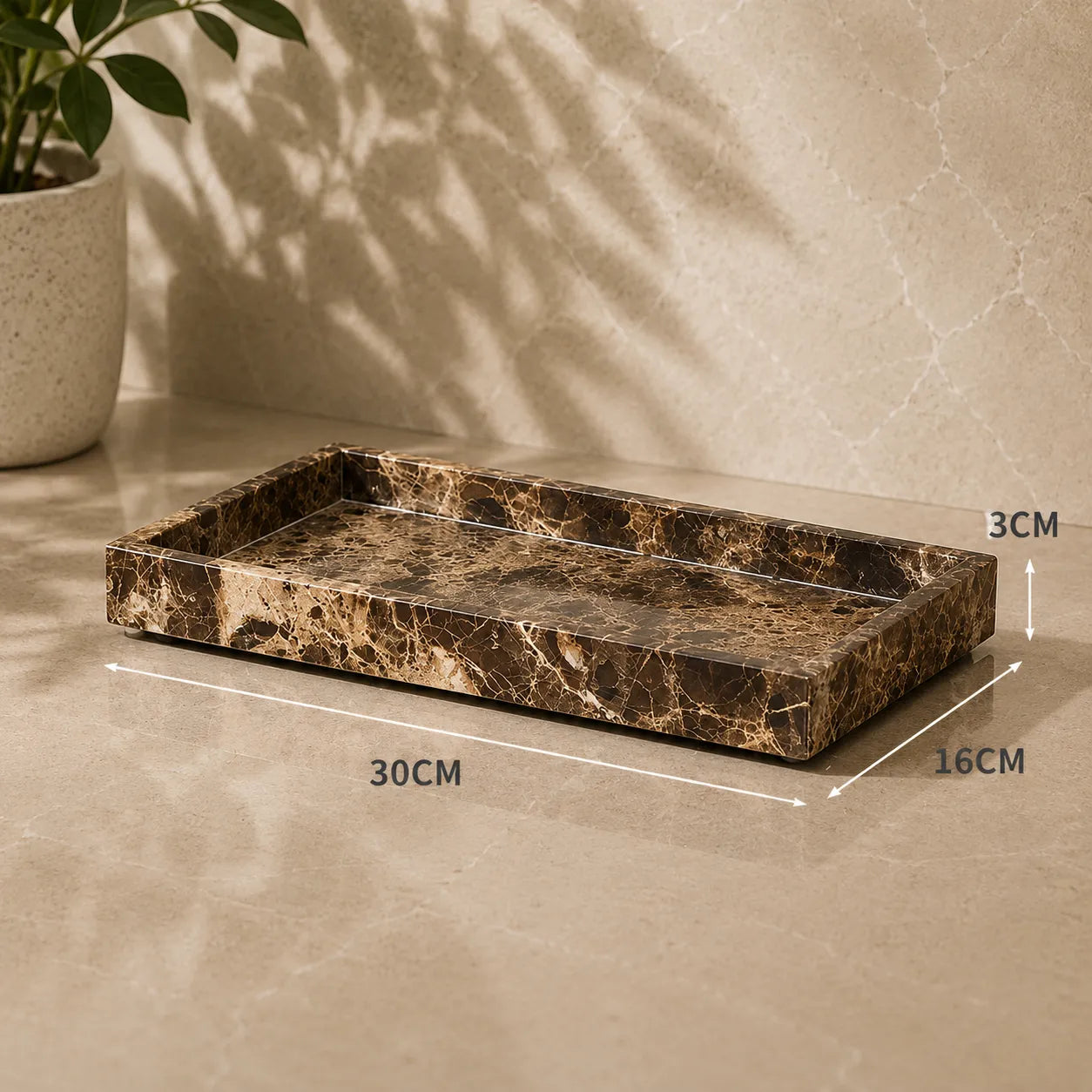 MARLENZO - Emperador Brown Marble Bathroom Set, Dispenser and Matching Accessories