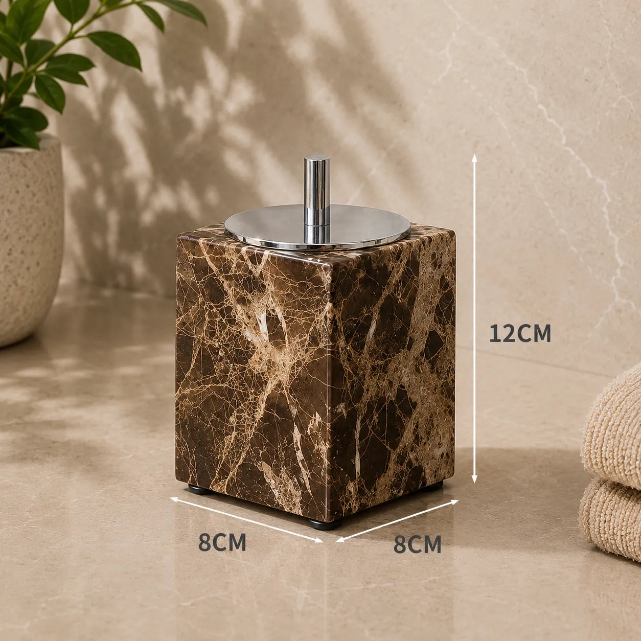 MARLENZO - Emperador Brown Marble Bathroom Set, Dispenser and Matching Accessories