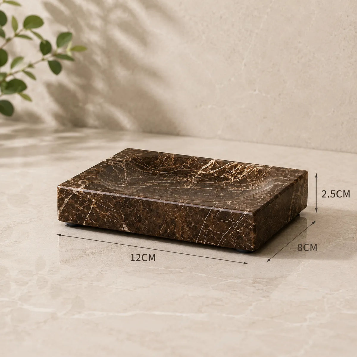 MARLENZO - Emperador Brown Marble Bathroom Set, Dispenser and Matching Accessories