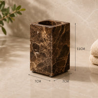 MARLENZO - Emperador Brown Marble Bathroom Set, Dispenser and Matching Accessories