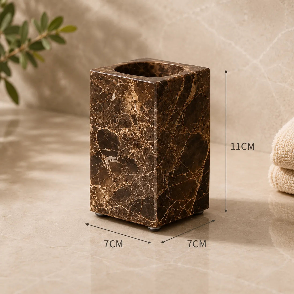 MARLENZO - Emperador Brown Marble Bathroom Set, Dispenser and Matching Accessories
