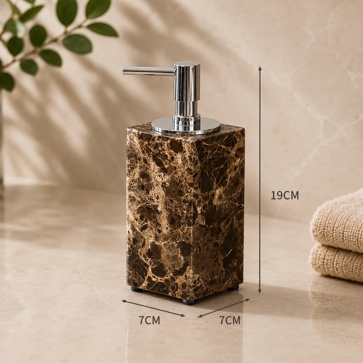 MARLENZO - Emperador Brown Marble Bathroom Set, Dispenser and Matching Accessories