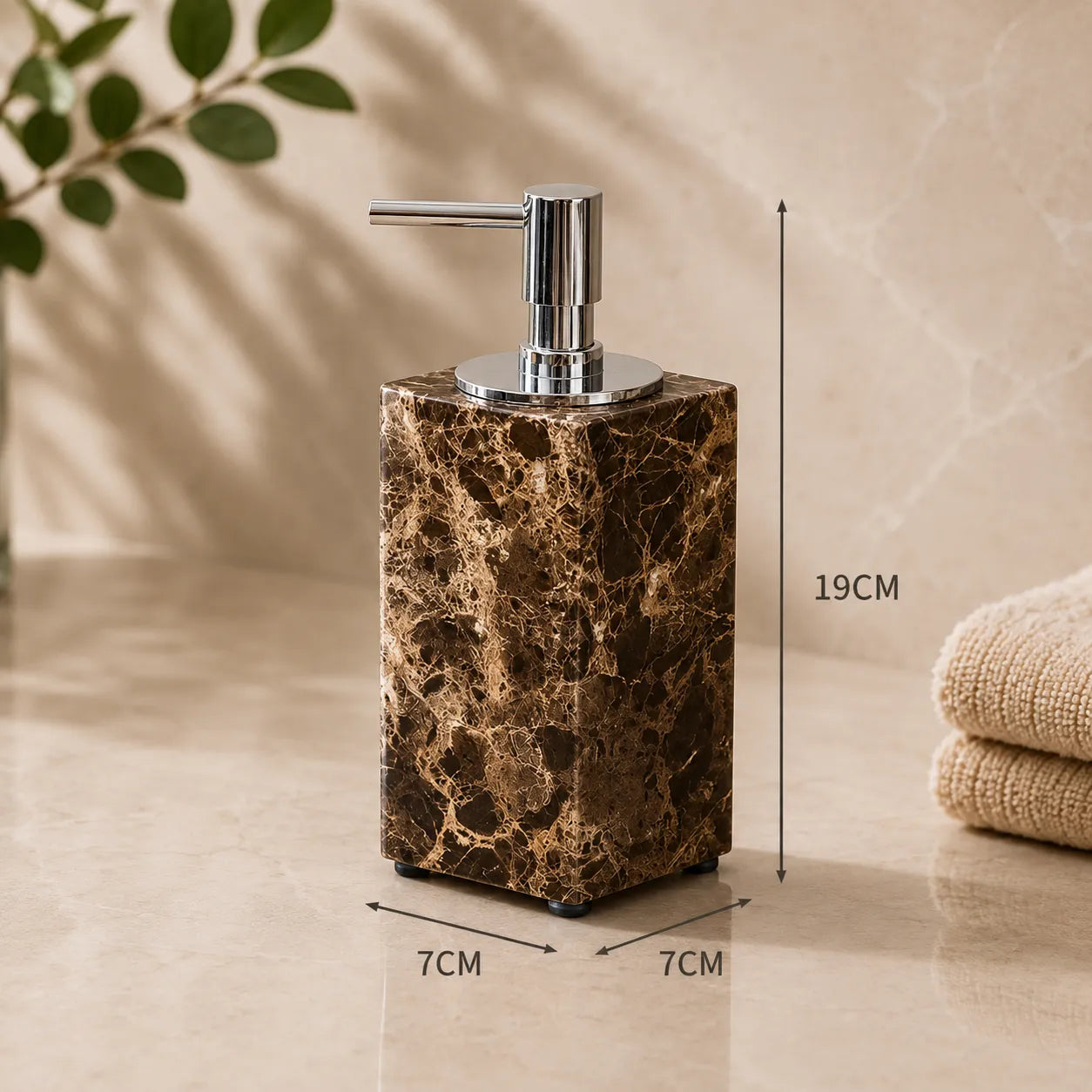 MARLENZO - Emperador Brown Marble Bathroom Set, Dispenser and Matching Accessories