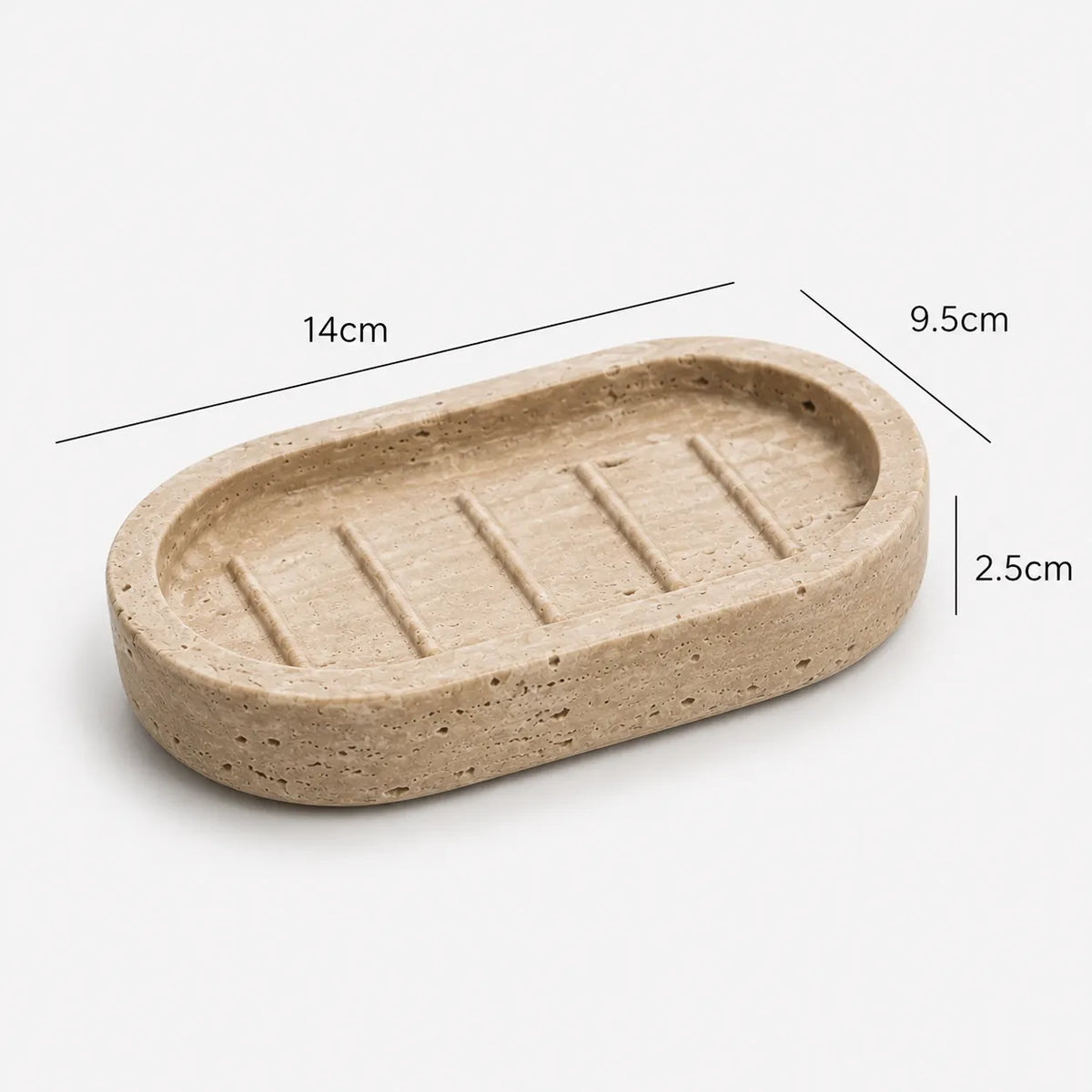 PETRALIA - Hand-Carved Travertine Bathroom Set, Toothbrush Holder, Dispenser, Soap Dish
