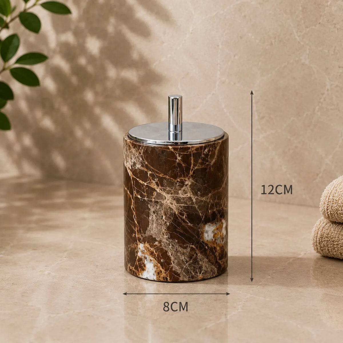 MARLENZO - Emperador Brown Marble Bathroom Set, Dispenser and Matching Accessories
