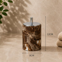 MARLENZO - Emperador Brown Marble Bathroom Set, Dispenser and Matching Accessories