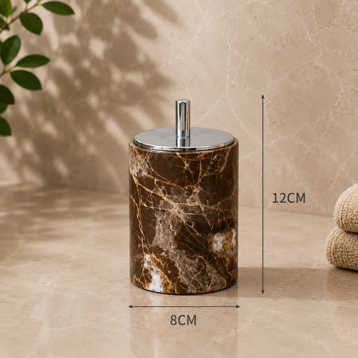 MARLENZO - Emperador Brown Marble Bathroom Set, Dispenser and Matching Accessories
