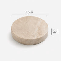 PETRALIA - Hand-Carved Travertine Bathroom Set, Toothbrush Holder, Dispenser, Soap Dish