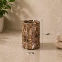 MARLENZO - Emperador Brown Marble Bathroom Set, Dispenser and Matching Accessories