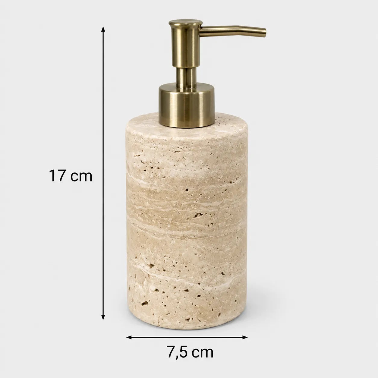 PETRALIA - Hand-Carved Travertine Bathroom Set, Toothbrush Holder, Dispenser, Soap Dish