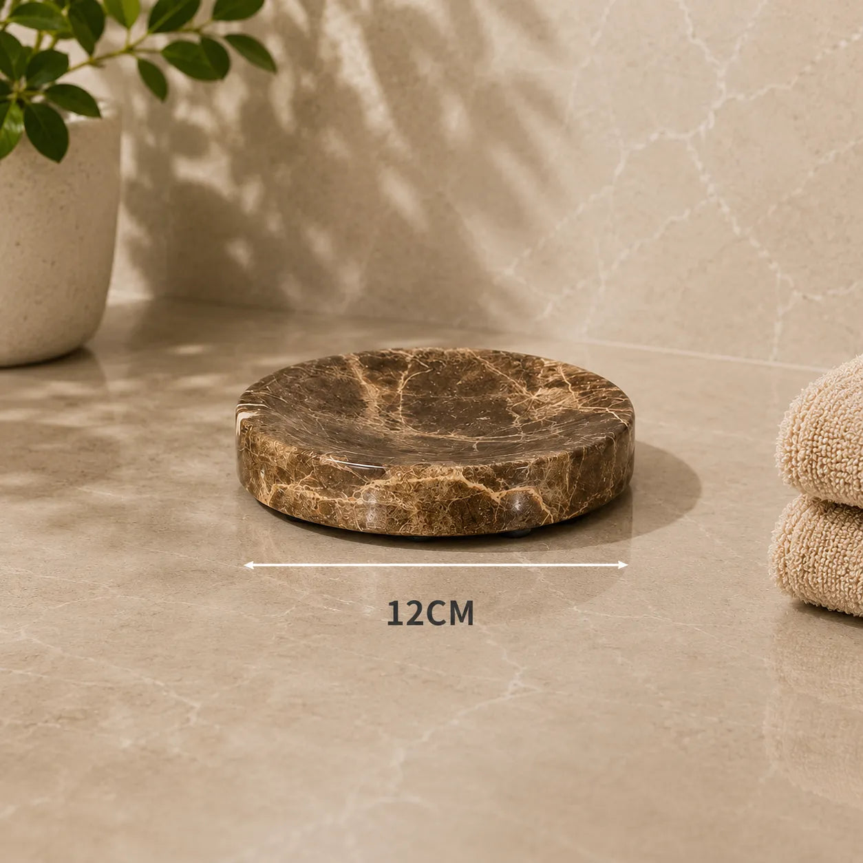 MARLENZO - Emperador Brown Marble Bathroom Set, Dispenser and Matching Accessories