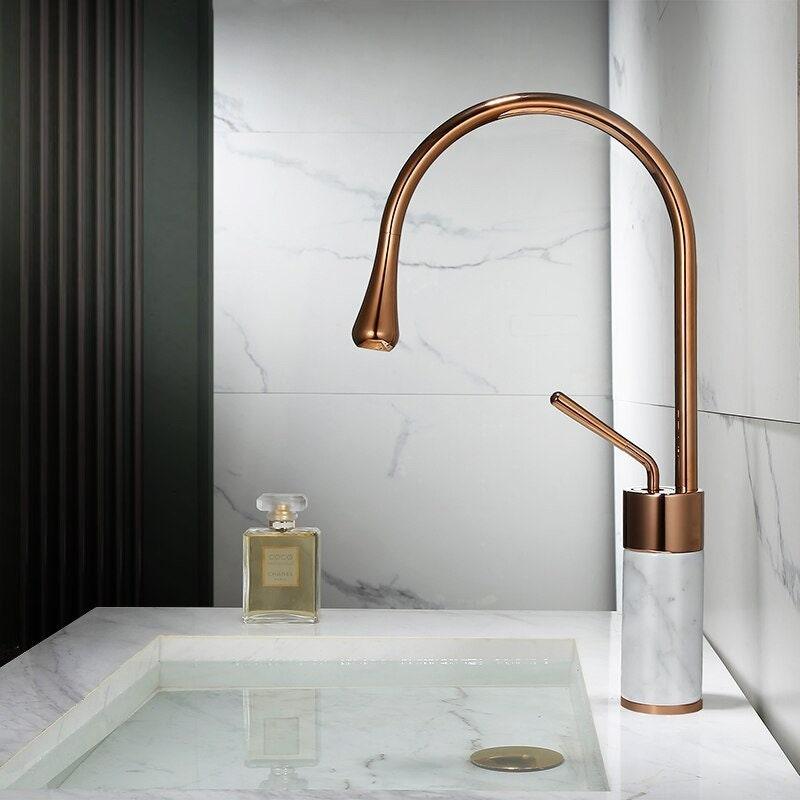 Quarzo Robinet de Lavabo Socle Marbre, 3 Longueurs