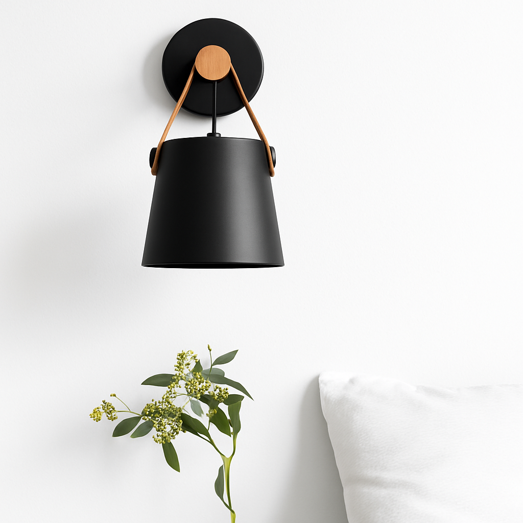 Applique murale LED abat-jour suspendu en bois PENSILE