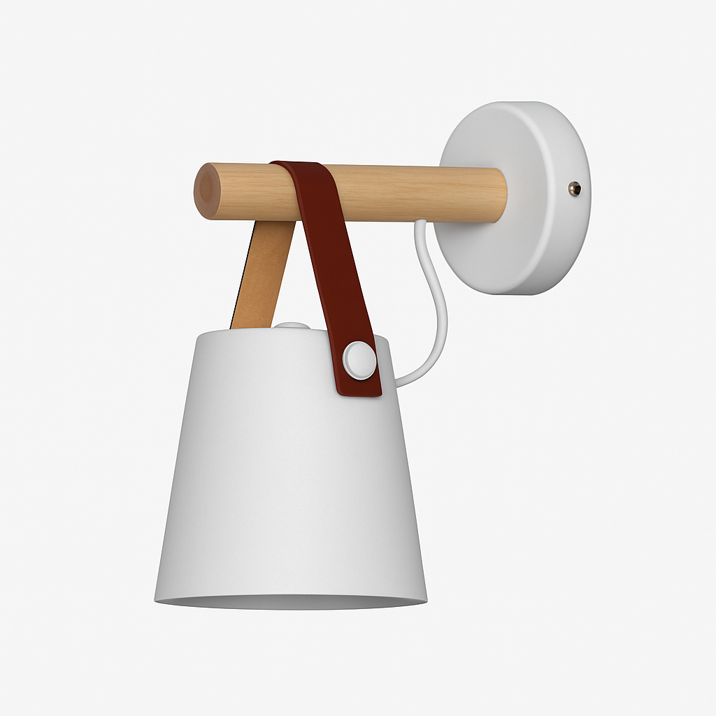Applique murale LED abat-jour suspendu en bois PENSILE
