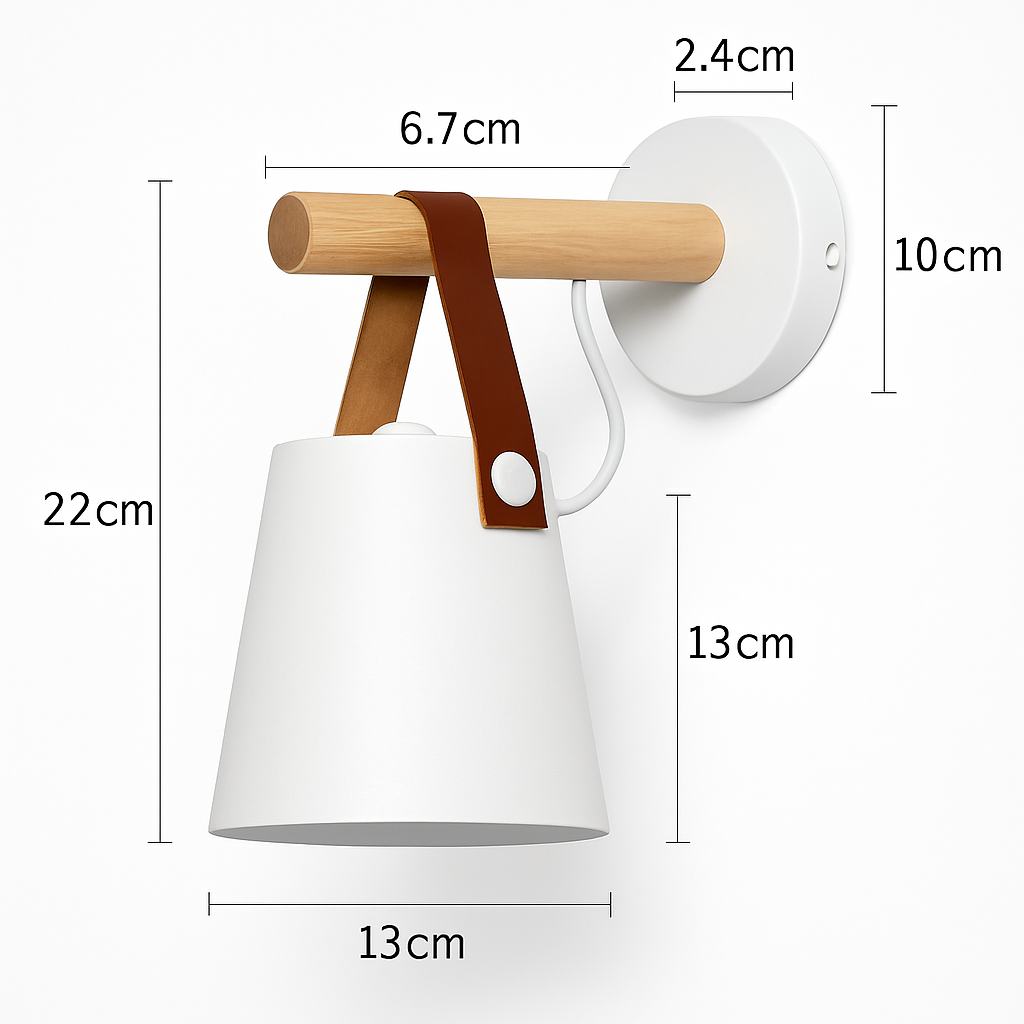 Applique murale LED abat-jour suspendu en bois PENSILE