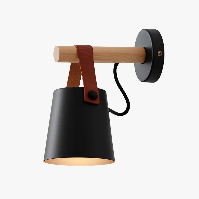 Applique murale LED abat-jour suspendu en bois PENSILE