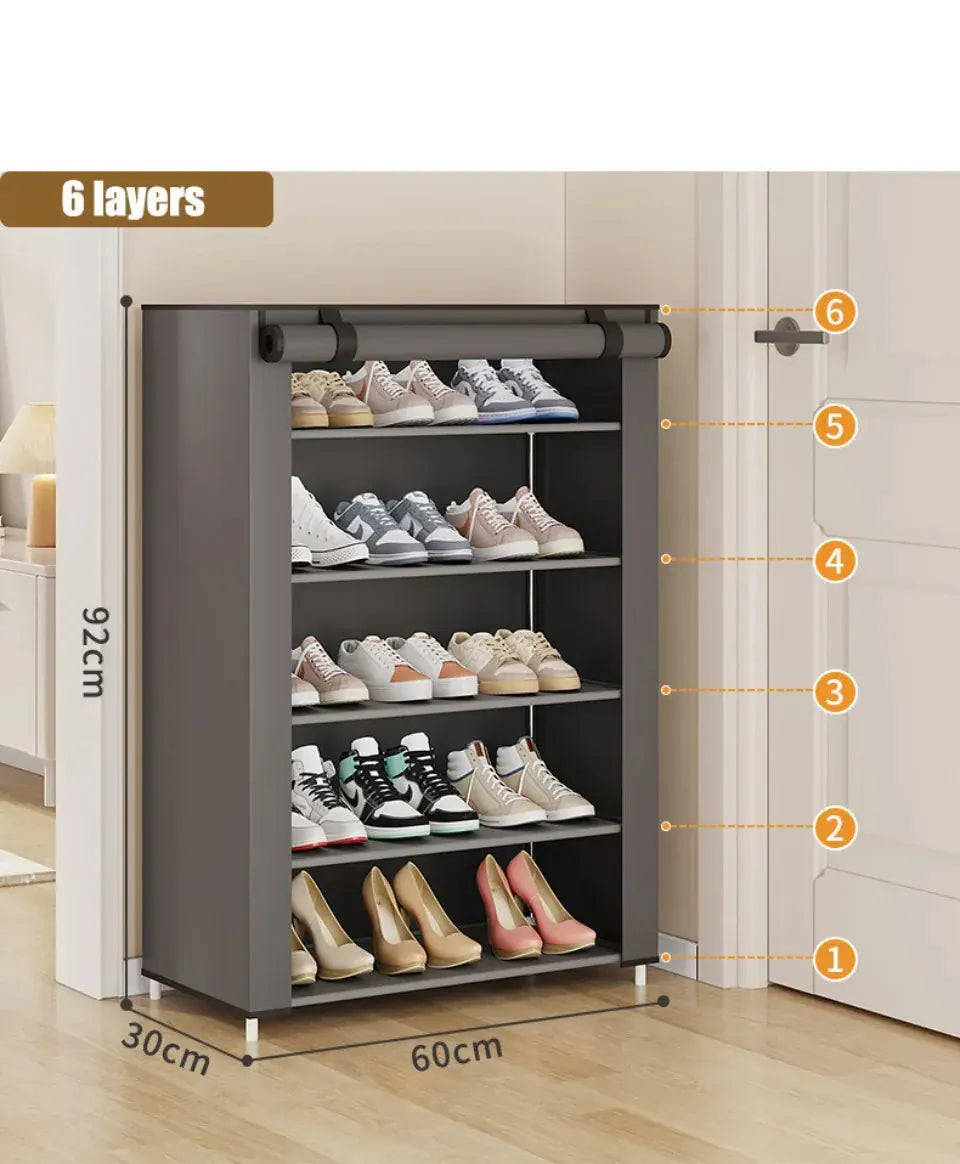Armoire à chaussures en tissu anti-poussière 6 étages