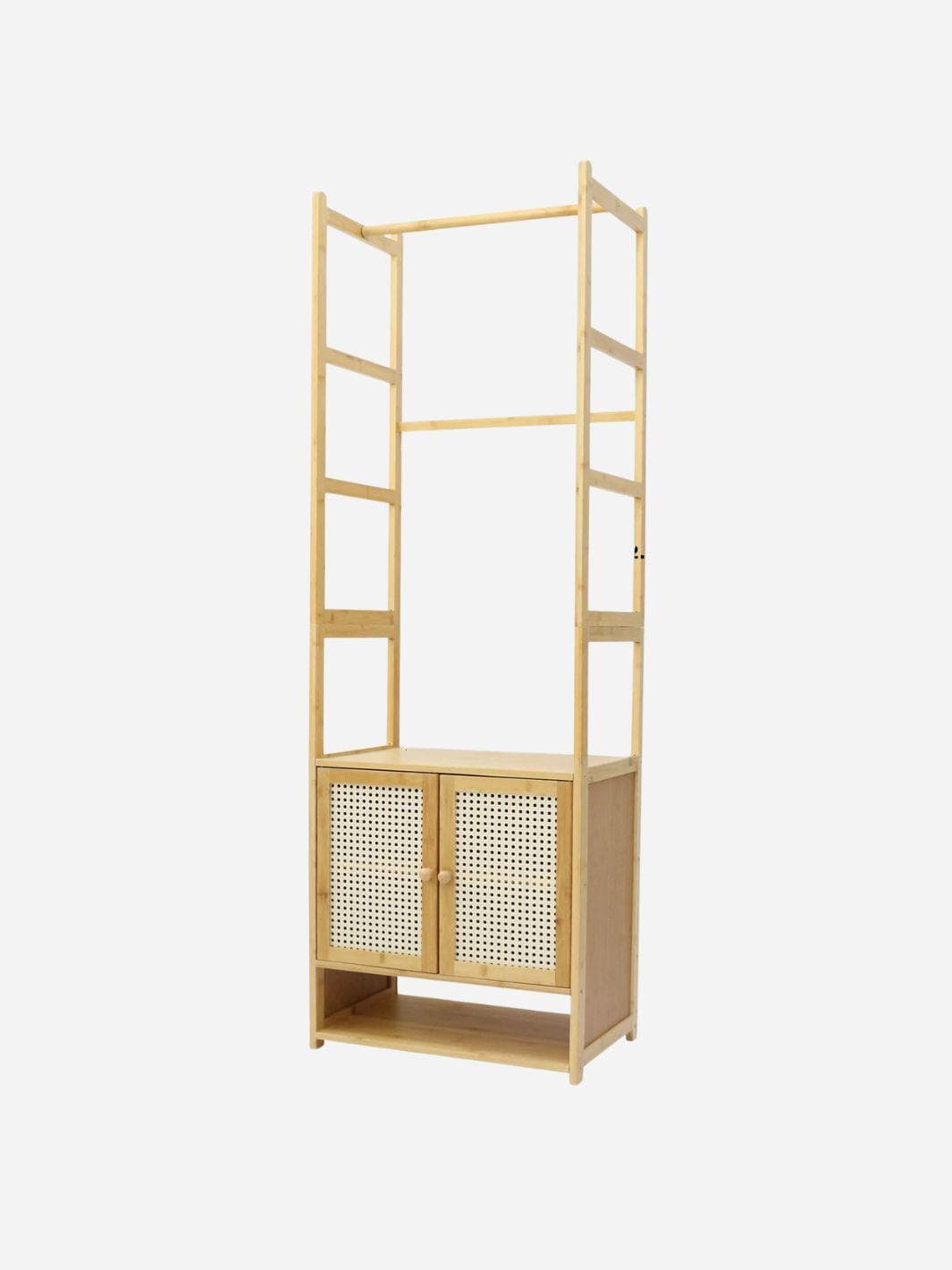 Armoire porte-manteau en bambou avec rangements intégrés Bois
