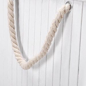 Banette à linge en bambou avec poignées Blanc